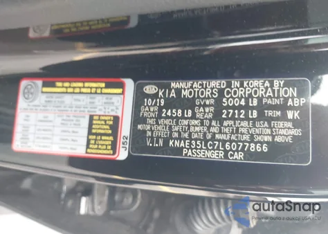 2020 Kia Stinger Gt from USA, damaged, VIN KNAE35LC7L6077866